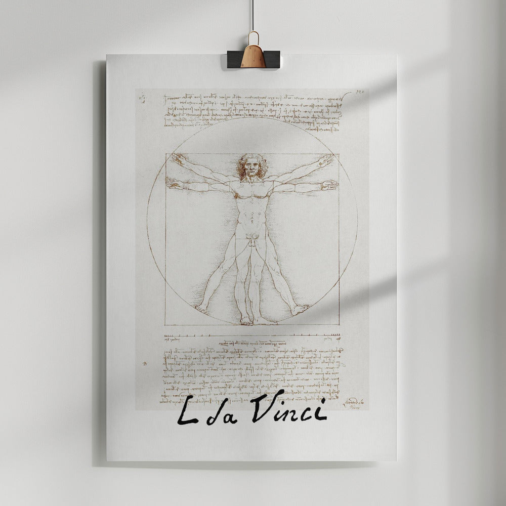 Vitruvian Man Signature By Leonardo Da Vinci Canvasposter